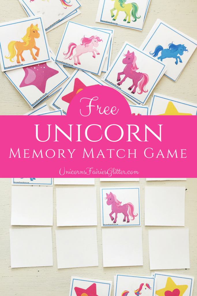 free unicorn memory match game unicorns fairies glitter