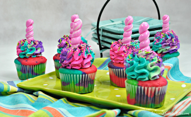 Unicorn Cupcakes Recipe for Unicorn Themed Parties - UnicornsFairiesGlitter.com